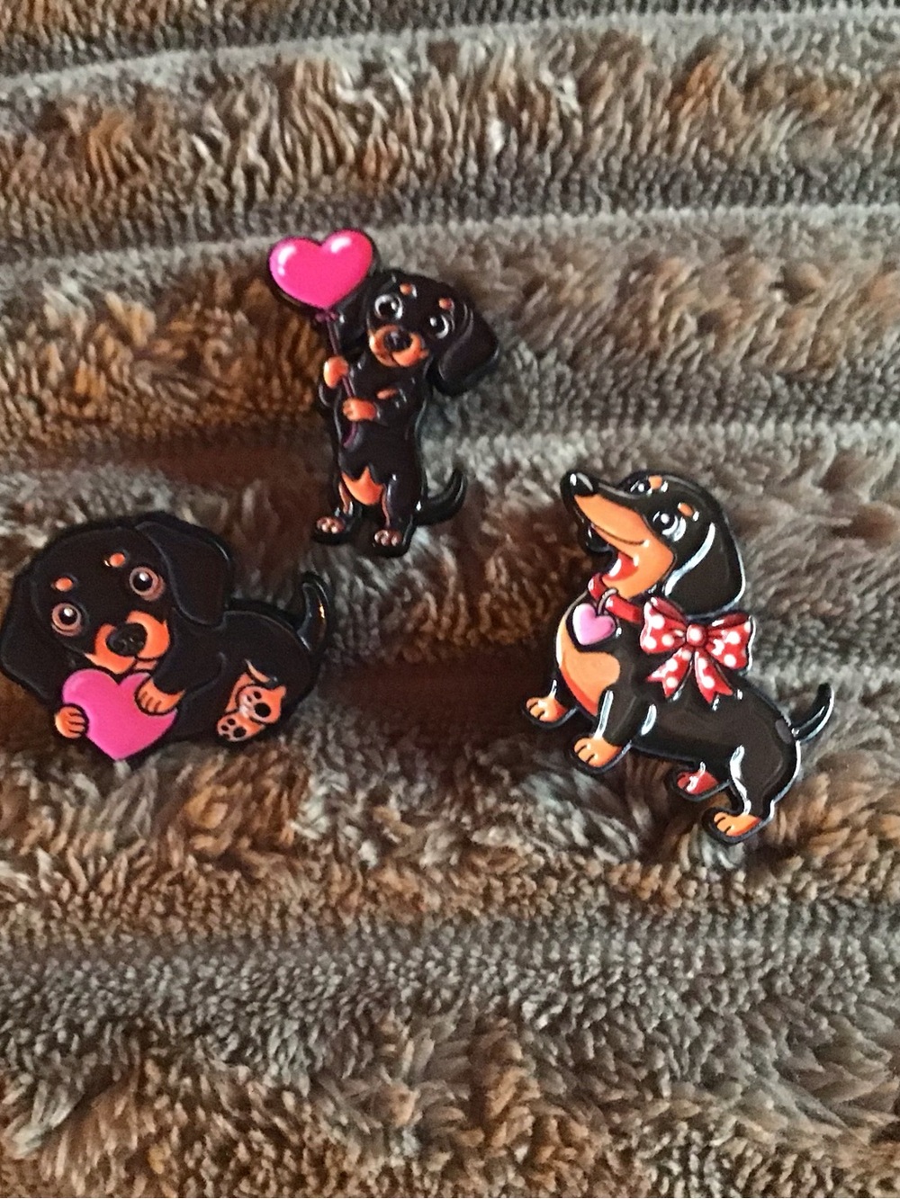 Dachshund Heart magnet Set - Black & Pink Dog